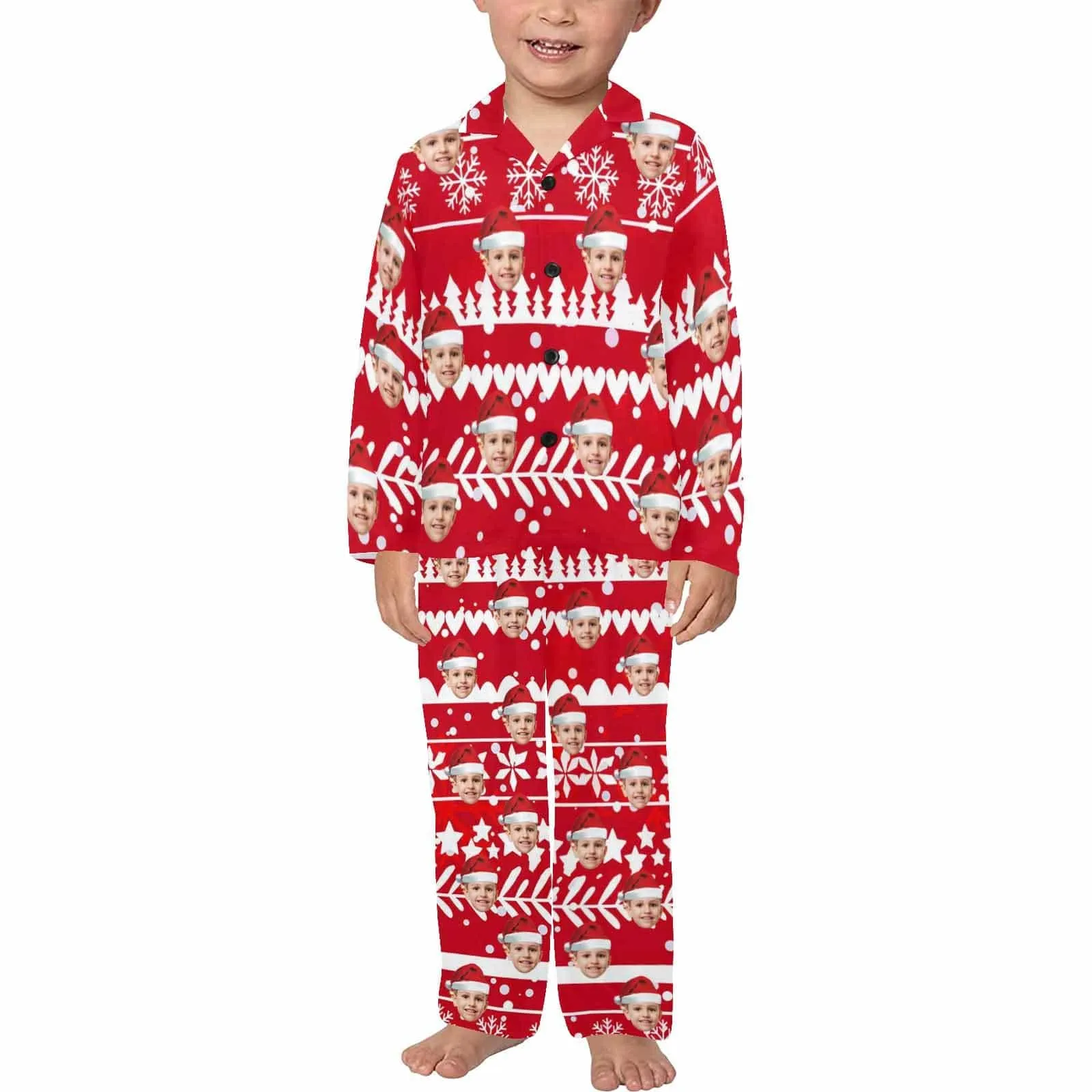 #2-15Y Kid's Pajamas Custom Sleepwear with Face Personalized Christmas Pajama Set For Boys&Girls 2-15Y