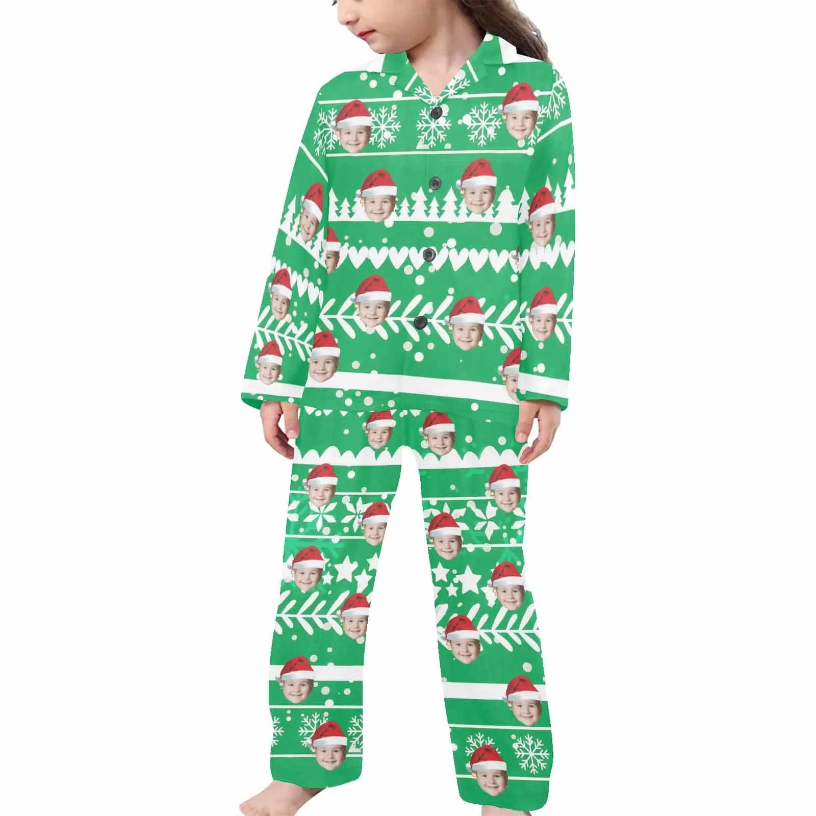 #2-15Y Kid's Pajamas Custom Sleepwear with Face Personalized Christmas Pajama Set For Boys&Girls 2-15Y