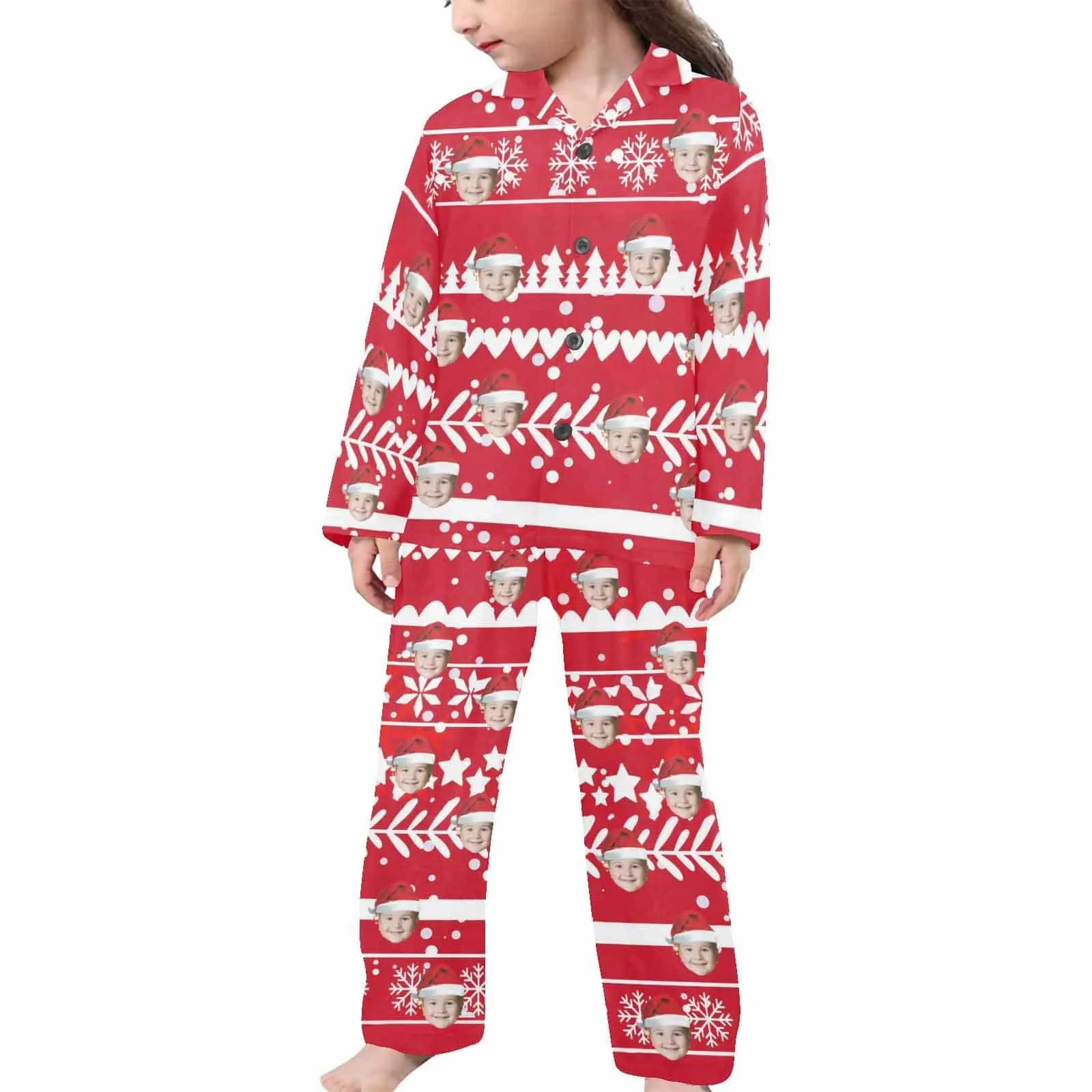 #2-15Y Kid's Pajamas Custom Sleepwear with Face Personalized Christmas Pajama Set For Boys&Girls 2-15Y