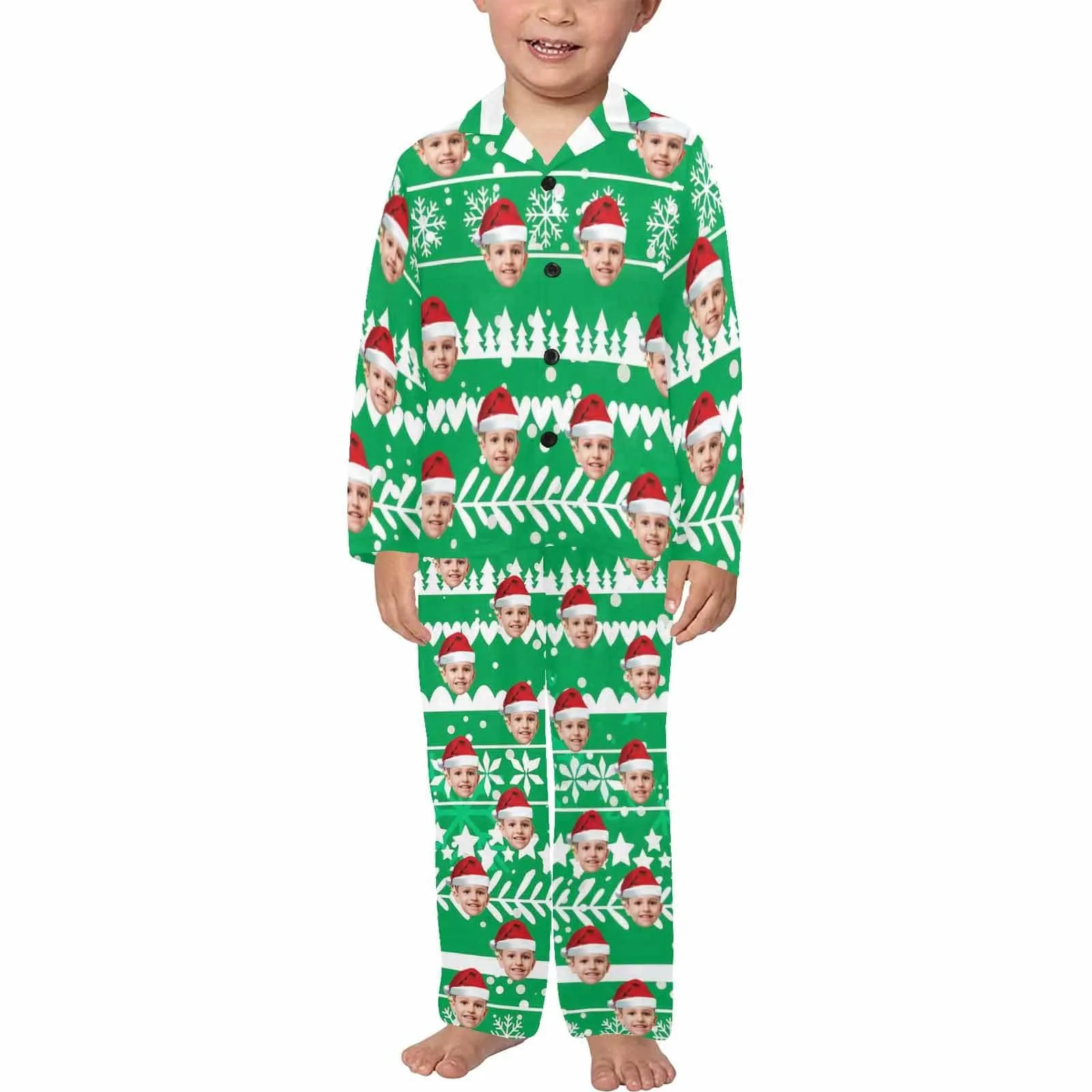 #2-15Y Kid's Pajamas Custom Sleepwear with Face Personalized Christmas Pajama Set For Boys&Girls 2-15Y