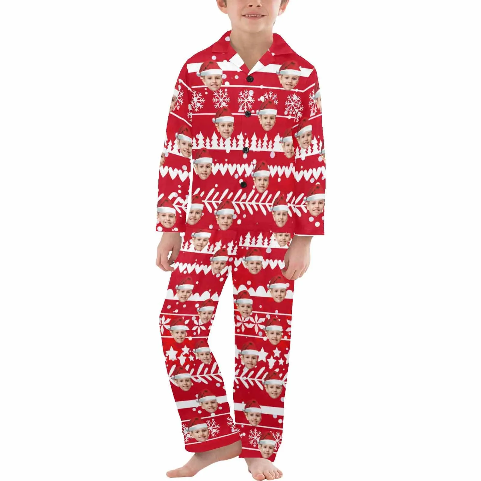 #2-15Y Kid's Pajamas Custom Sleepwear with Face Personalized Christmas Pajama Set For Boys&Girls 2-15Y