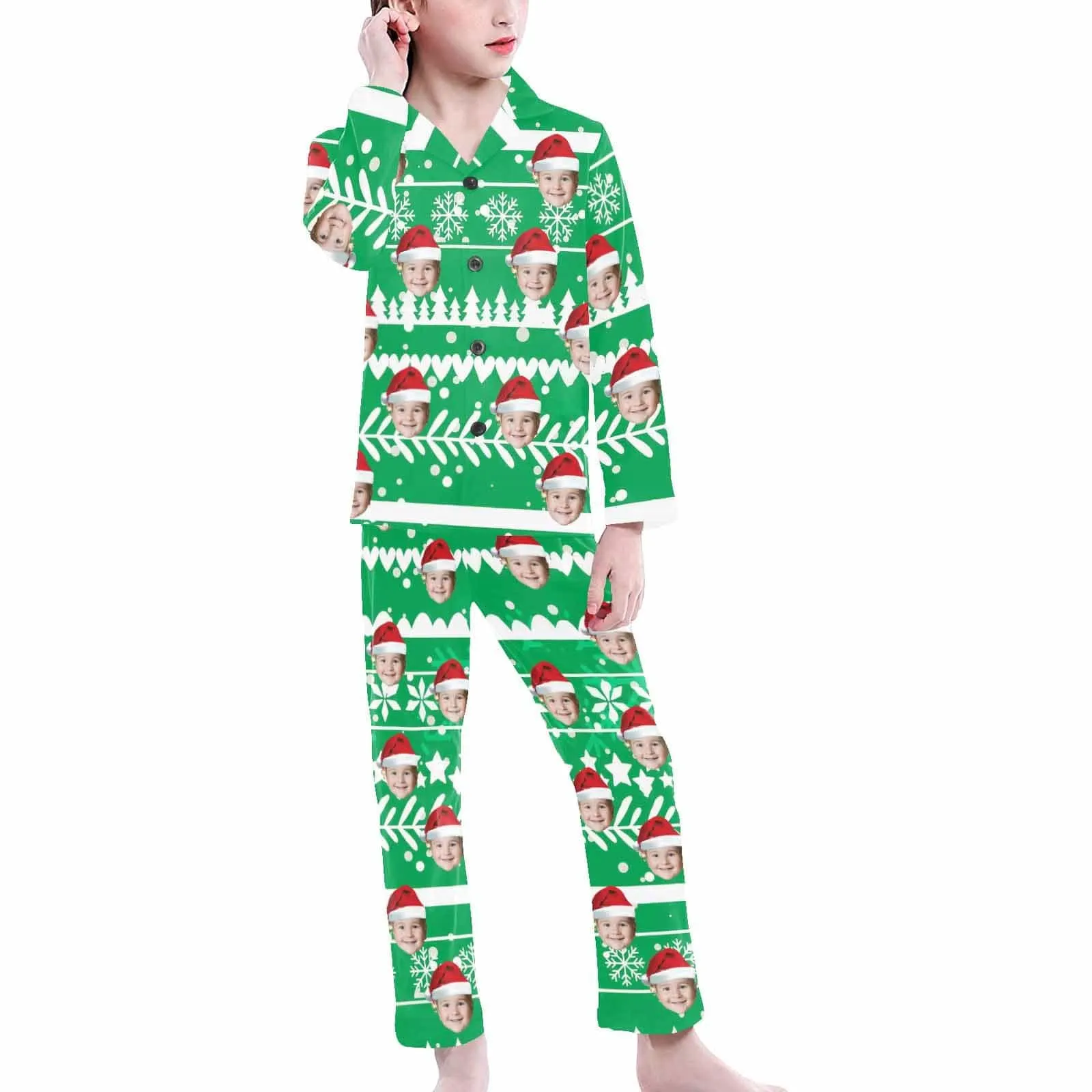 #2-15Y Kid's Pajamas Custom Sleepwear with Face Personalized Christmas Pajama Set For Boys&Girls 2-15Y