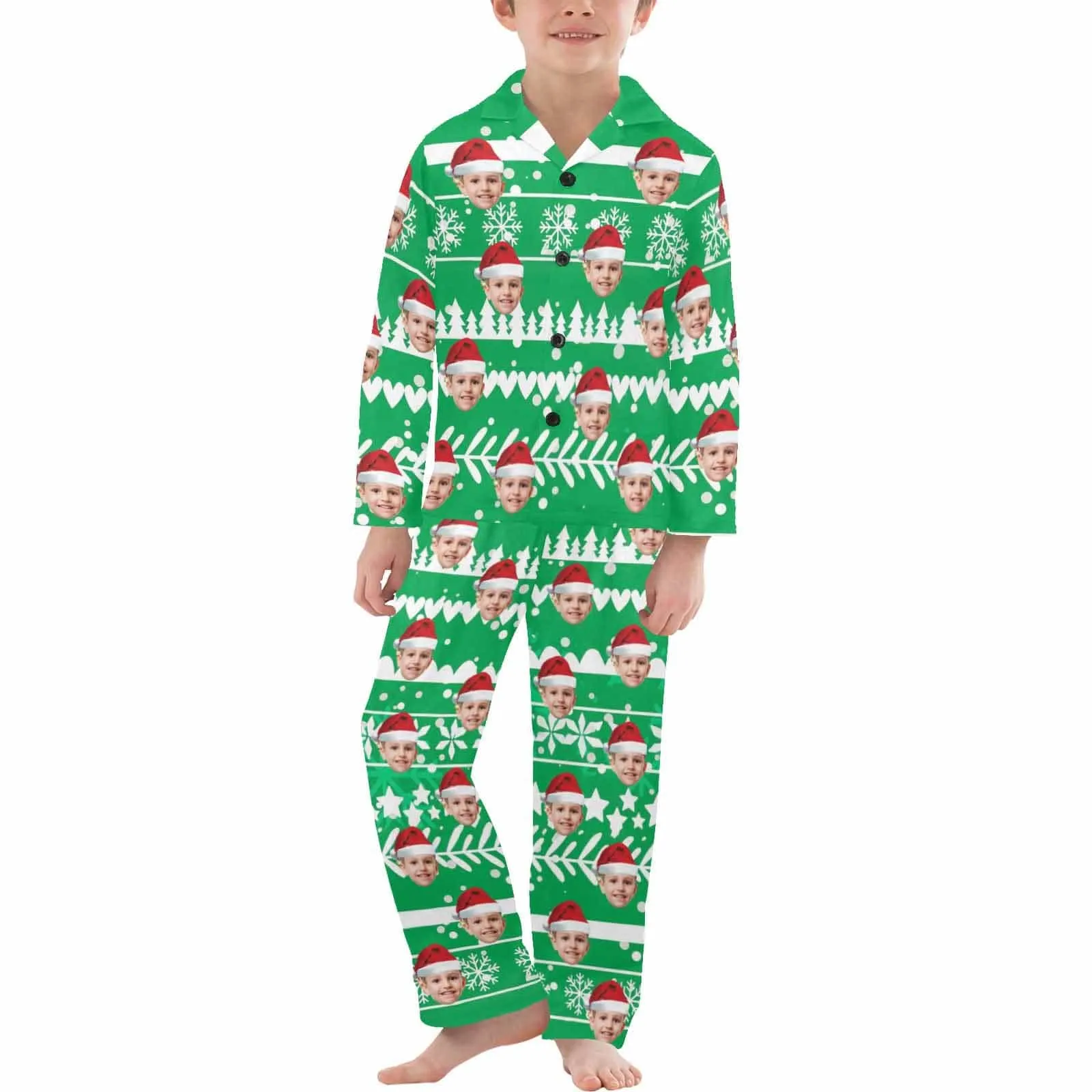 #2-15Y Kid's Pajamas Custom Sleepwear with Face Personalized Christmas Pajama Set For Boys&Girls 2-15Y