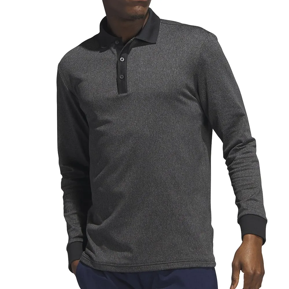 adidas Essentials Long Sleeve Polo Shirt - Black Melange