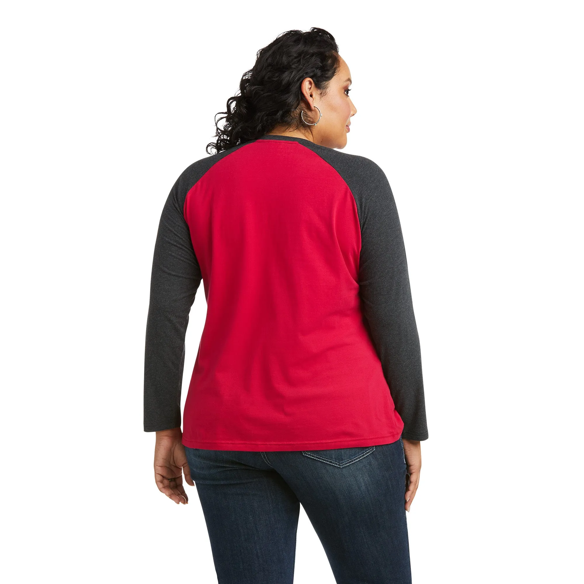 Ariat Womens R.E.A.L Loop Persian Red Baseball T-Shirt