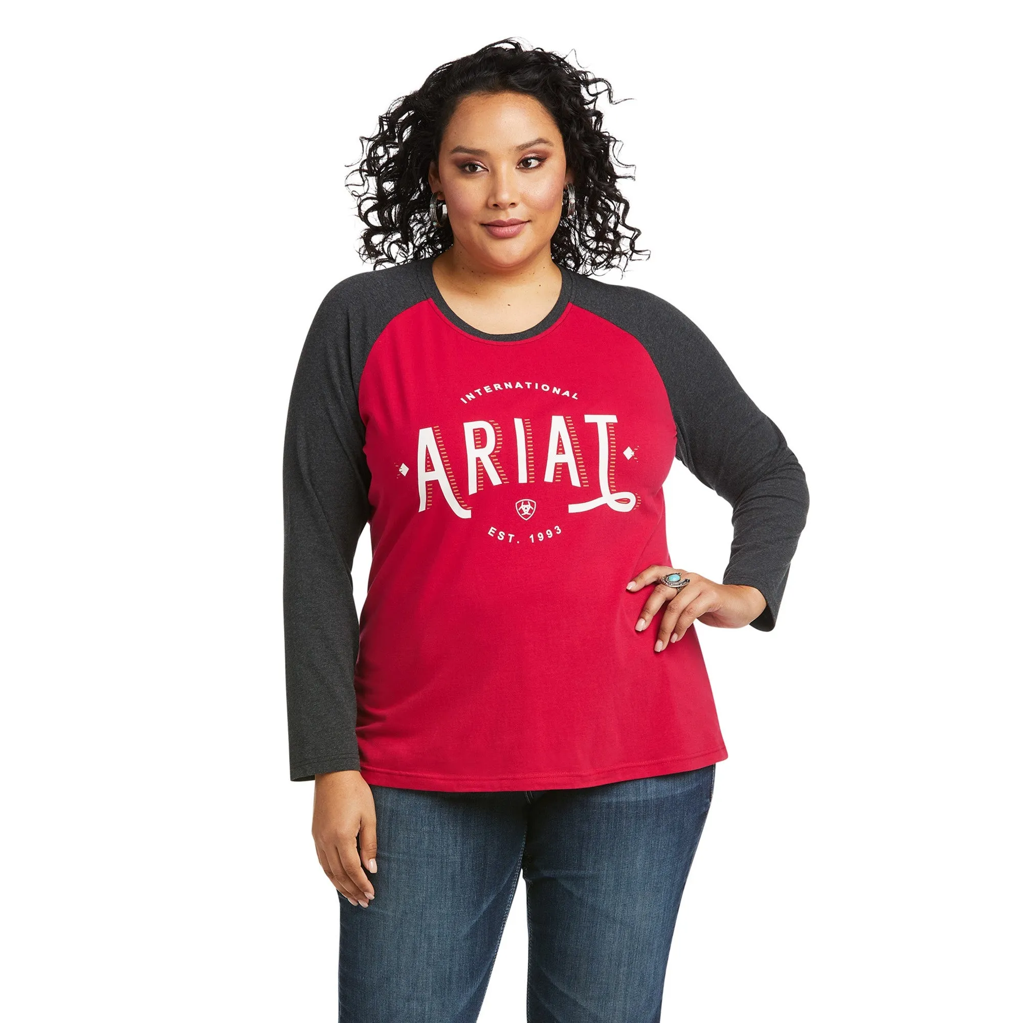 Ariat Womens R.E.A.L Loop Persian Red Baseball T-Shirt