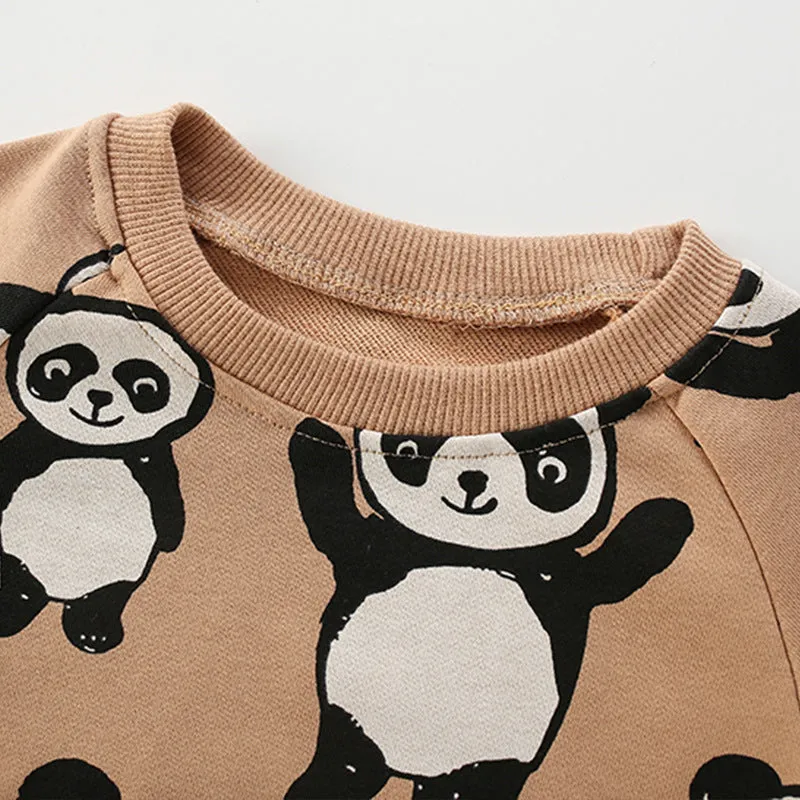 Baby Panda Print Pattern O-Neck Long Sleeve Hoodies by MyKids-USA™