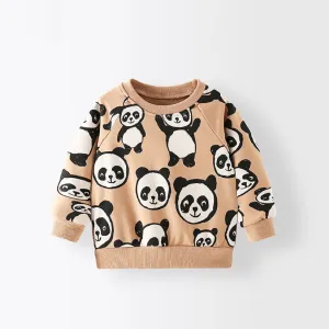 Baby Panda Print Pattern O-Neck Long Sleeve Hoodies by MyKids-USA™