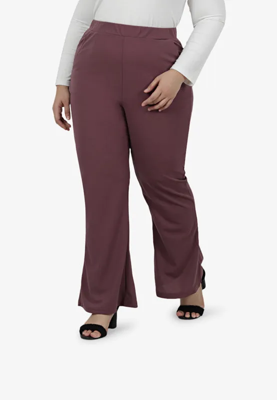 Bellanne Simple Bell Leg Pants - Purple Yam