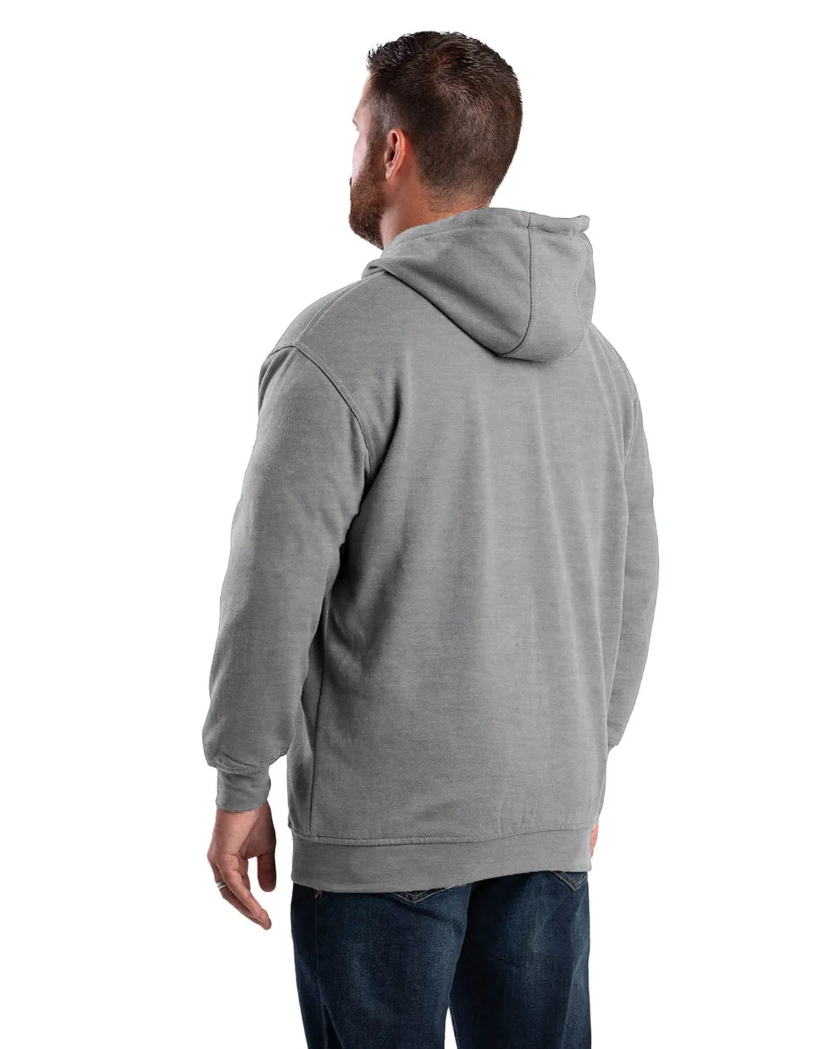 Berne Mens Grey Fleece Thermal Hooded Sweatshirt