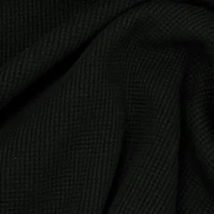 Black Organic Cotton Waffle Thermal Fabric - Grown in the USA