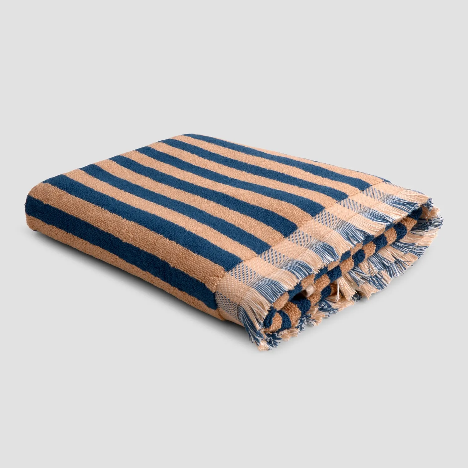 Blue & Porcini Pembroke Stripe Cotton Towels