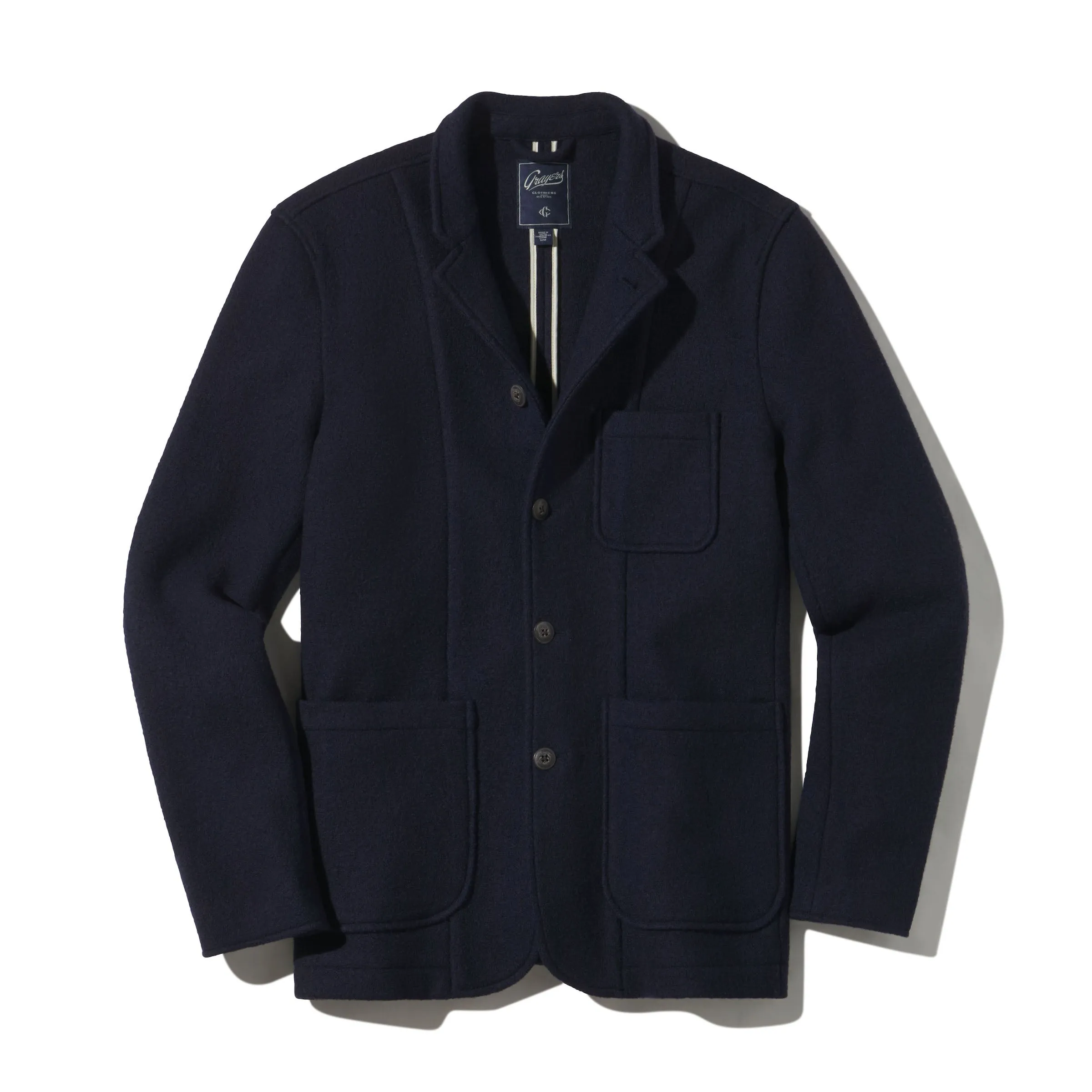 Burnham Knitted Wool Blazer - Navy