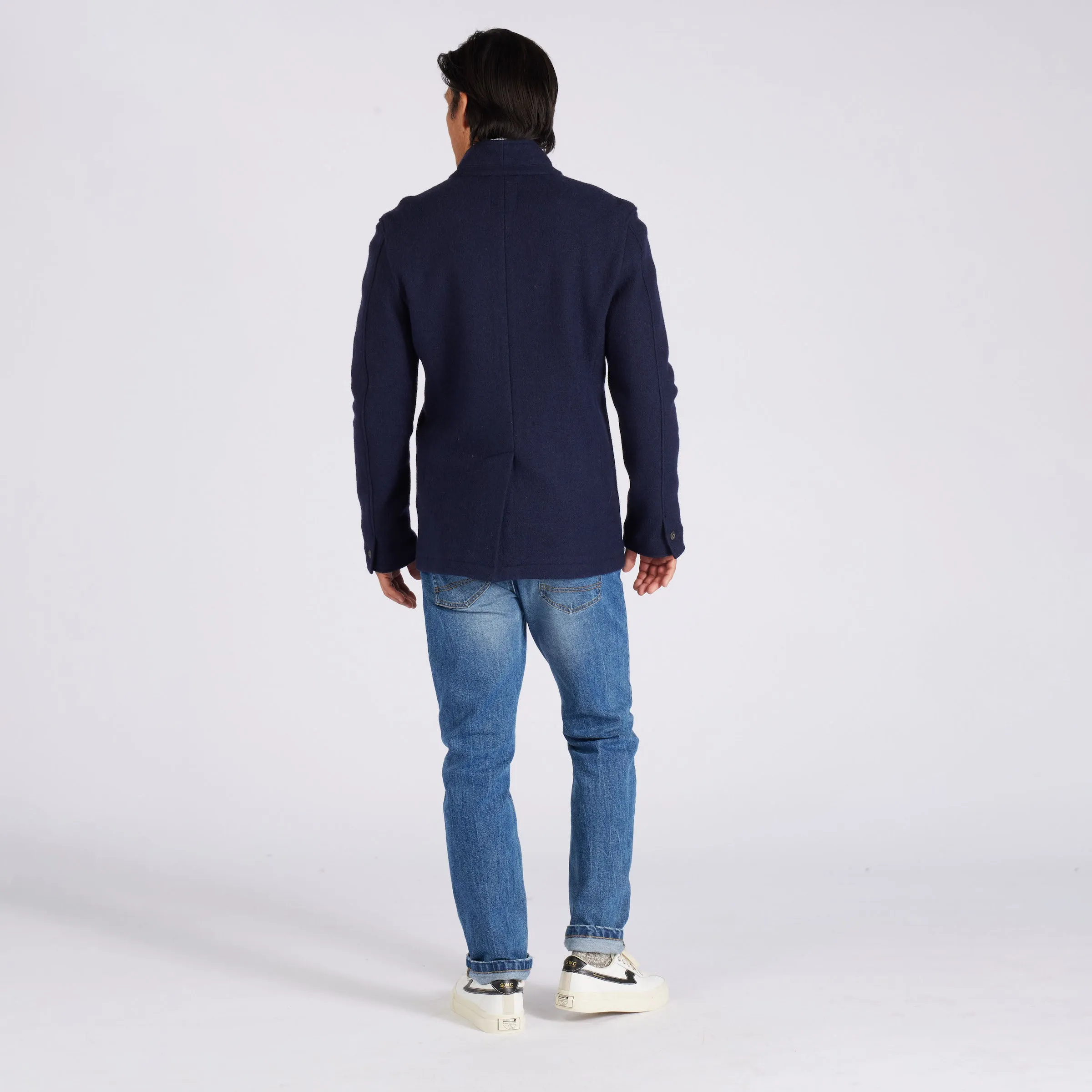 Burnham Knitted Wool Blazer - Navy