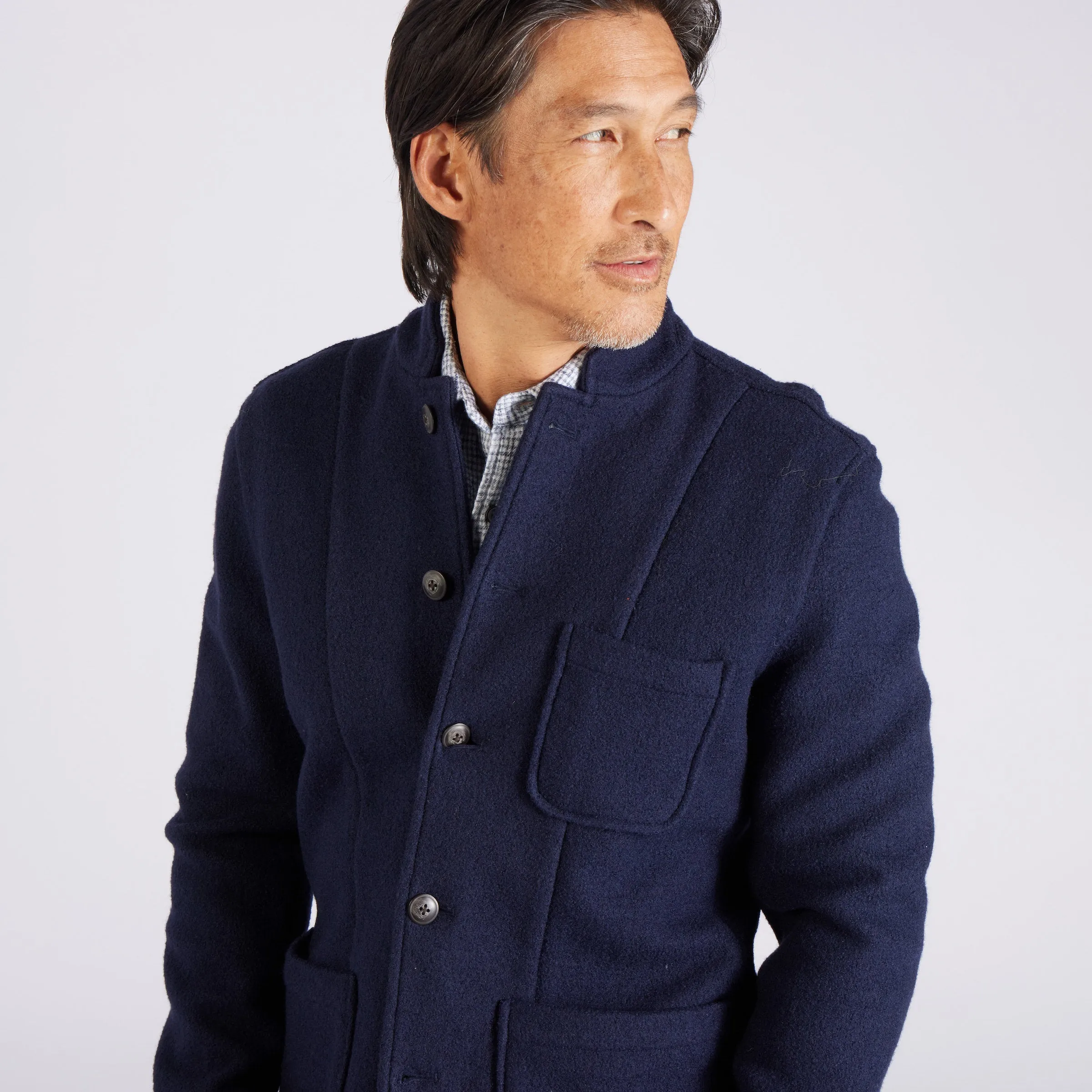 Burnham Knitted Wool Blazer - Navy