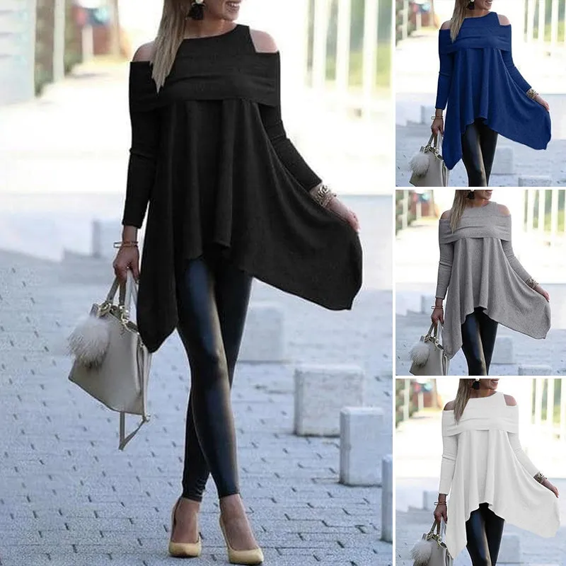 Cold Shoulder Solid Color Rib Tops