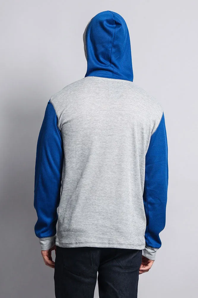 Contrast Waffle Knit Thermal Lightweight Hoodie