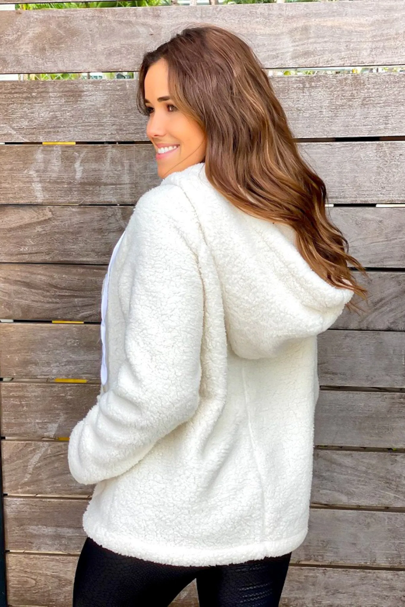 Cream Fuzzy Pullover with Pockets