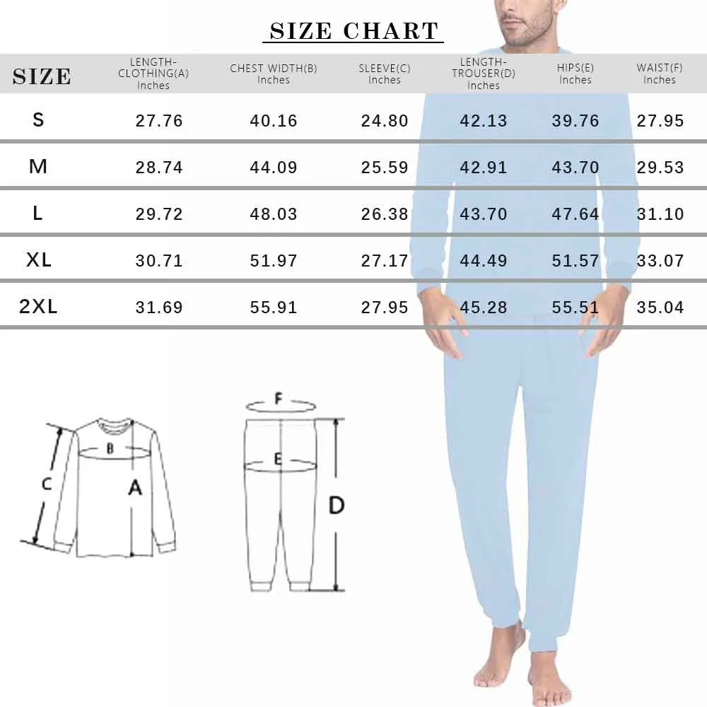 Custom Face Men's Long Sleeve Crewneck Pajamas Set I Love You Personalized Sleepwear Sets