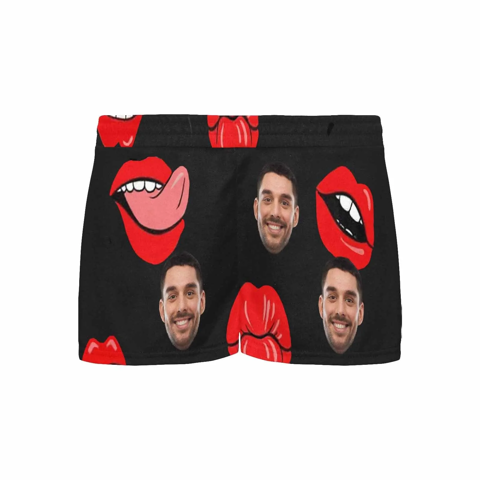 Custom Face Women's Pajama Shorts Personalized Red Lips Sleepwear Shorts