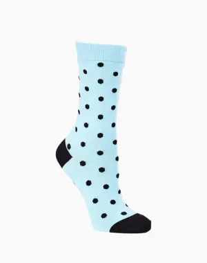 Dots on Sky Blue Women's Bamboo Crew Socks