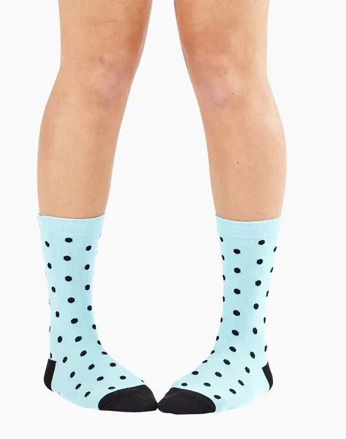 Dots on Sky Blue Women's Bamboo Crew Socks