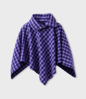 Flannel Poncho - Purple Maze