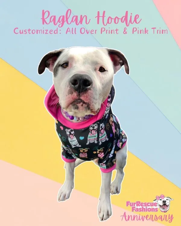 FurResCrew in Charcoal - Dog Pajama with Mint OR Pink Trim/Sleeves