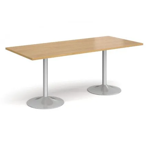 Genoa rectangular dining table with trumpet base