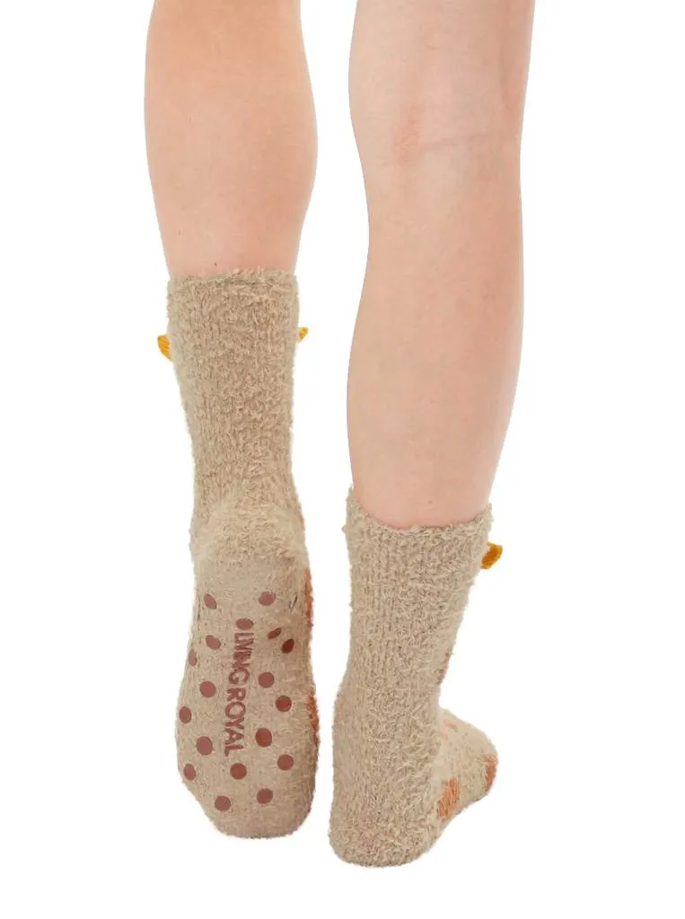 Giraffe Fuzzy Crew Slipper Socks Super Soft Unisex