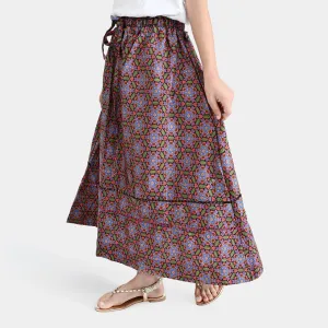 Girls Cotton Poplin Long Skirt Shrimp-Multi