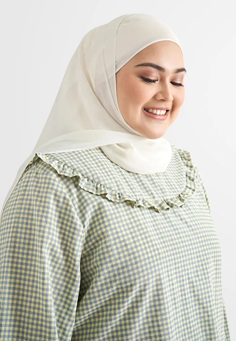 Gracelle Gingham Ruffles Bib Blouse