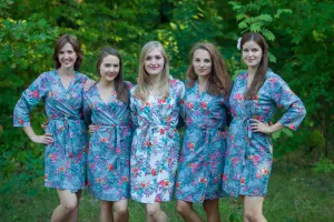 Gray Cute Bows Pattern Bridesmaids Robes