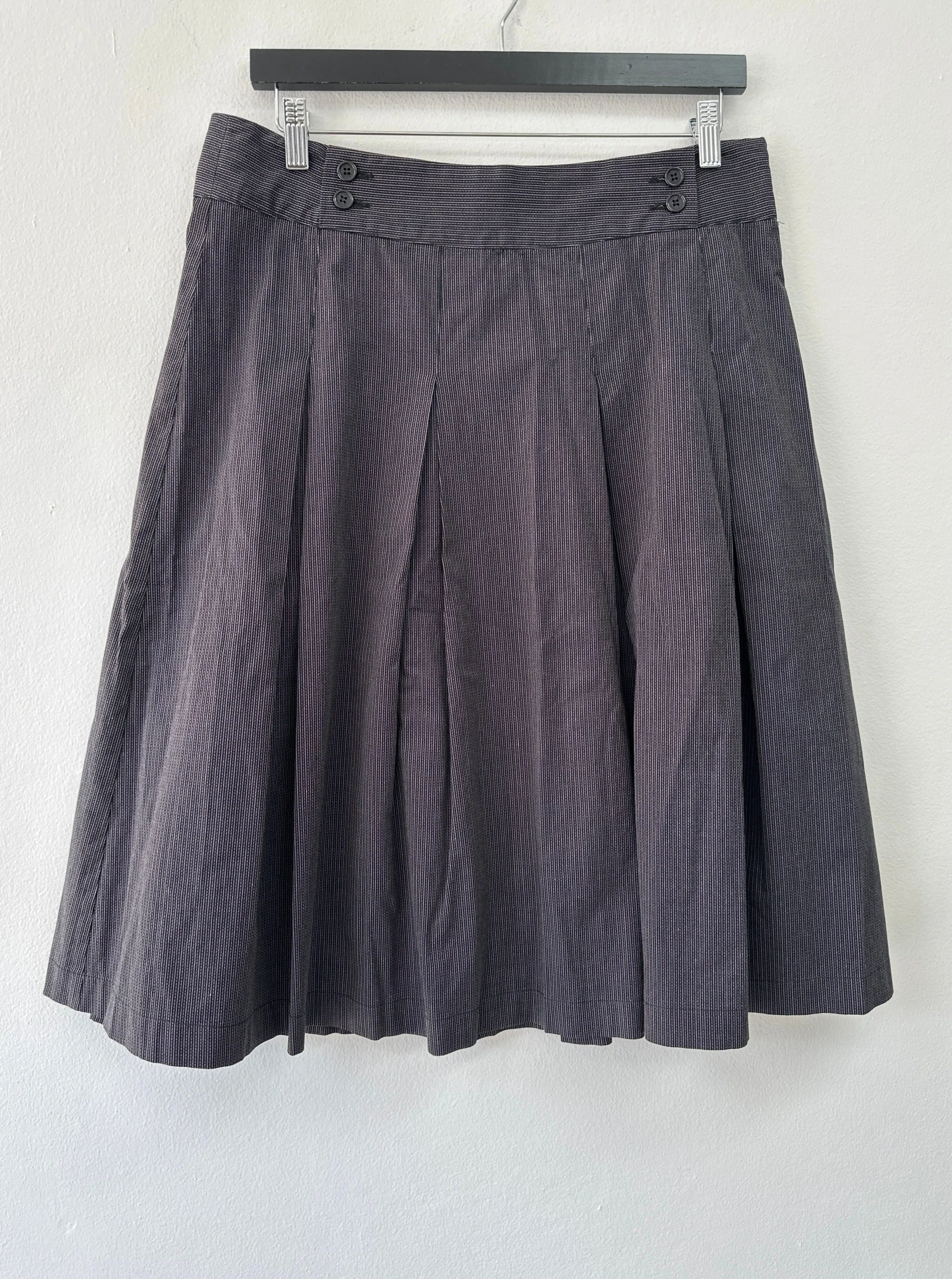 Grey Pin Striped Pleated Skirt