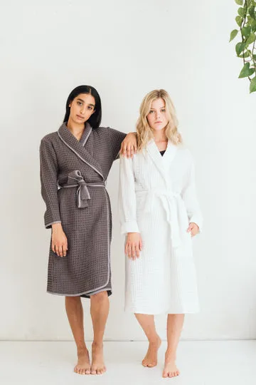 grey waffle robe - XL