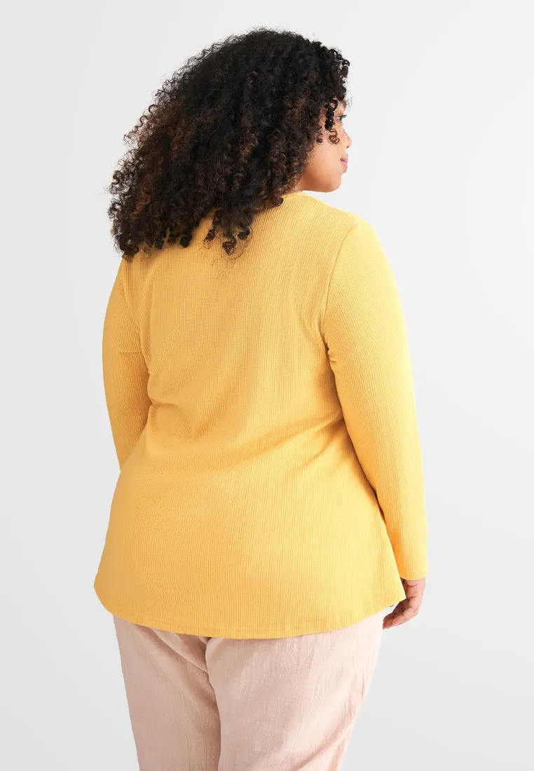 Helene Ribbed Henley Tee - Yellow