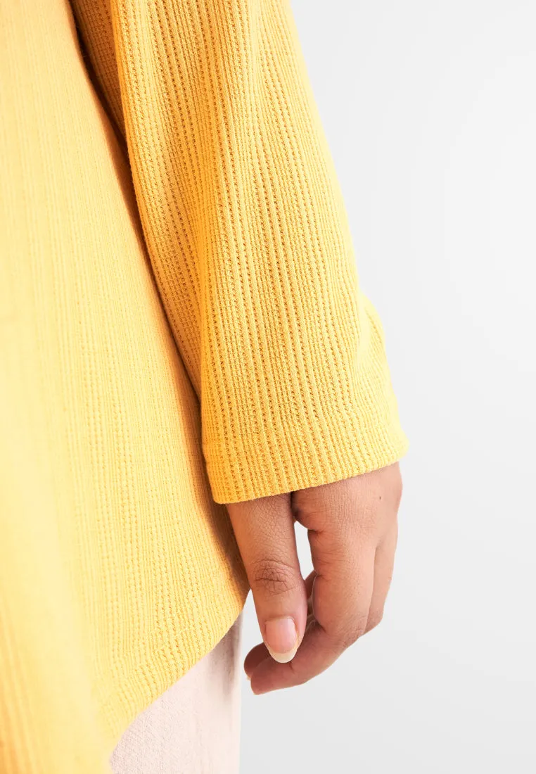 Helene Ribbed Henley Tee - Yellow