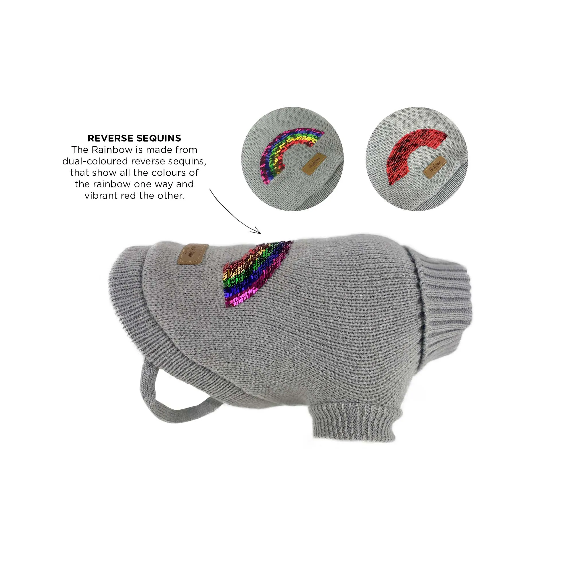 Huskimo Rainbow Dog Jumper Grey 27cm XXSmall***