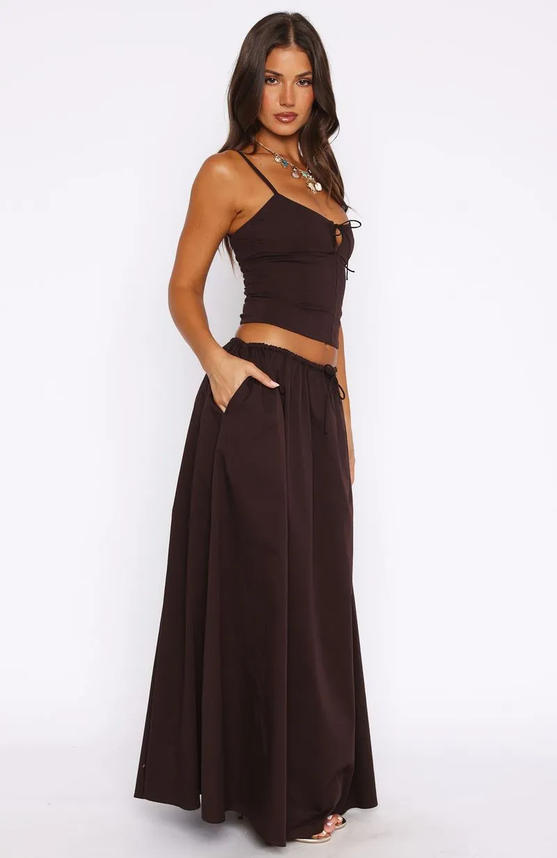 I'm Too Shy Maxi Skirt Chocolate