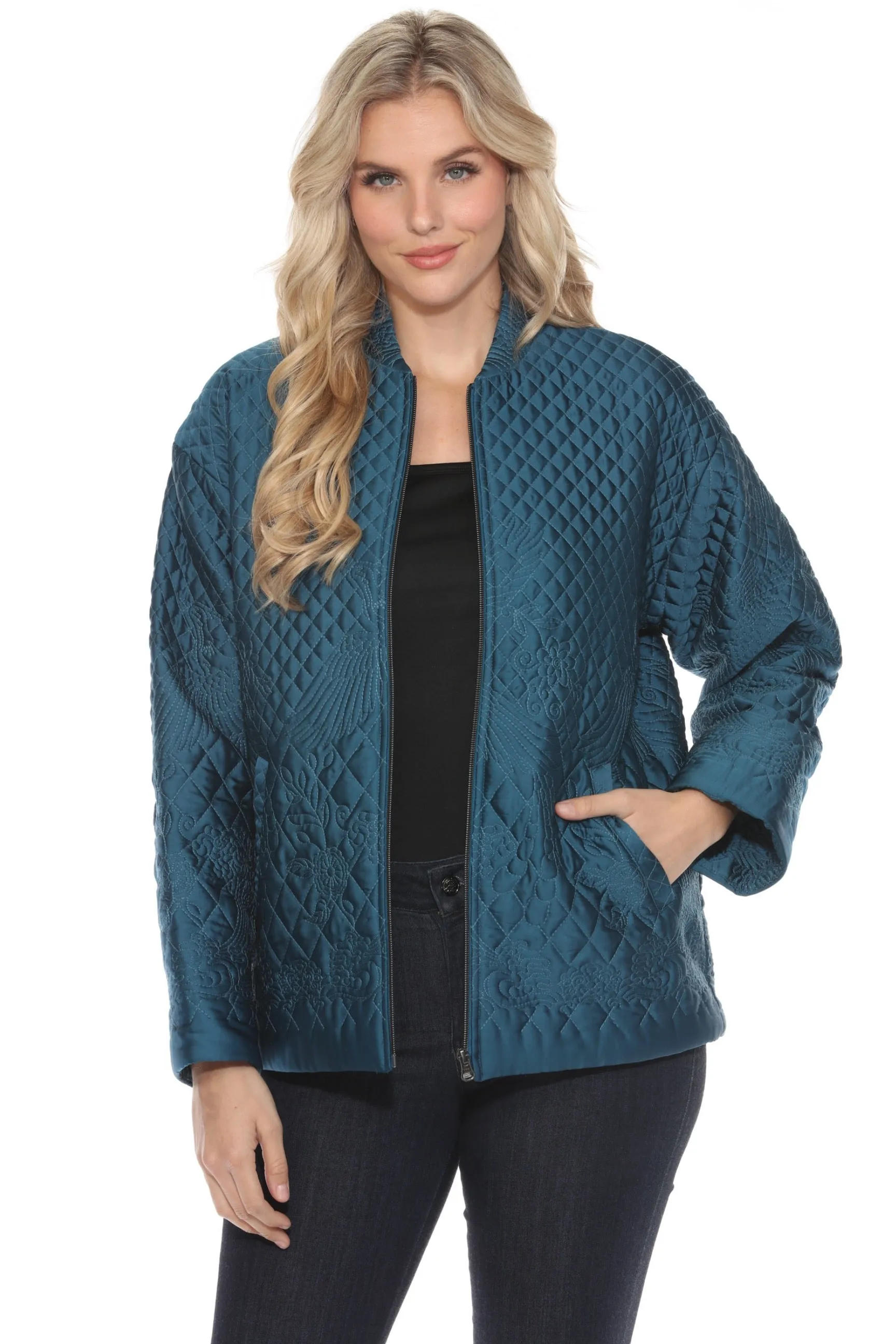 Johnny Was Kalyani Zip Front Quilted Jacket C45724-E