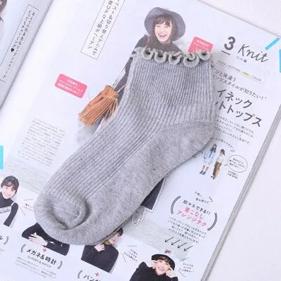 Lace Ruffles Soft Cotton Women Socks