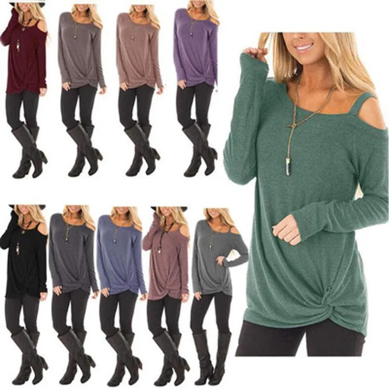 Long-sleeved stitching and knotted solid color sweater