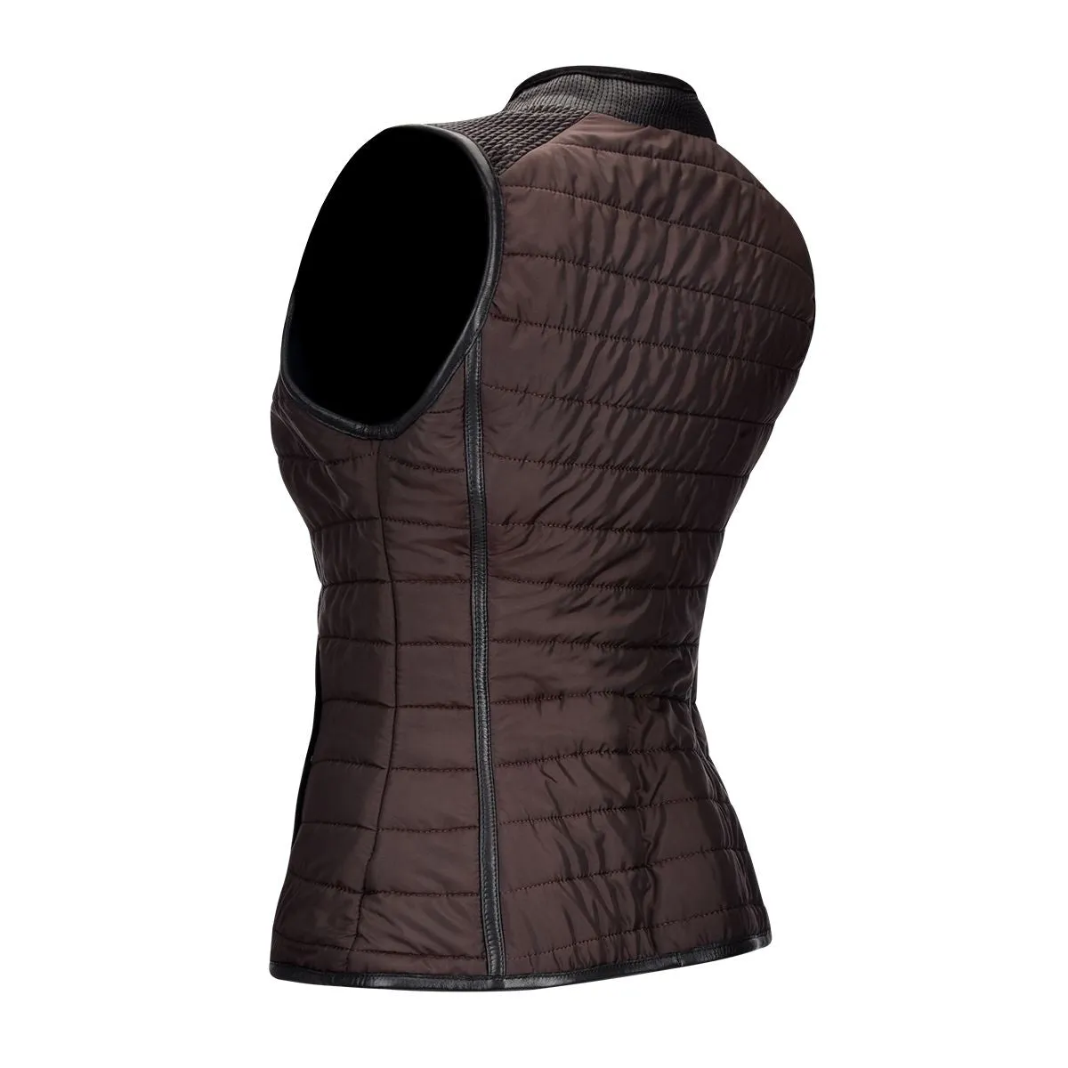 M253COB - Cuadra montecarlo black casual fashion quilted leather vest for women