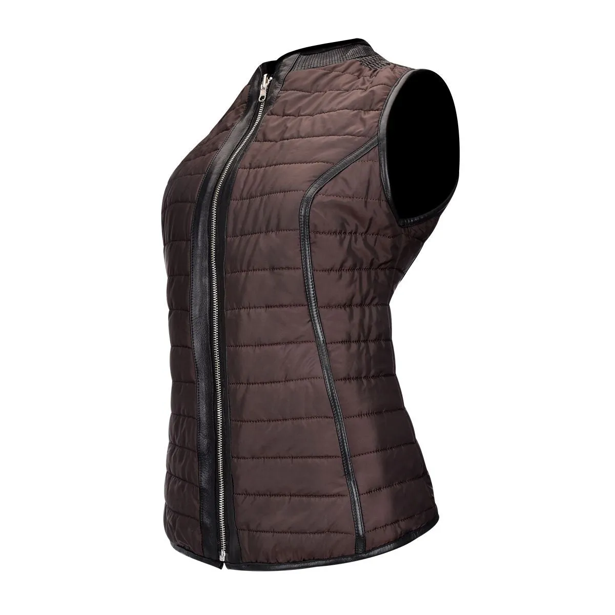 M253COB - Cuadra montecarlo black casual fashion quilted leather vest for women