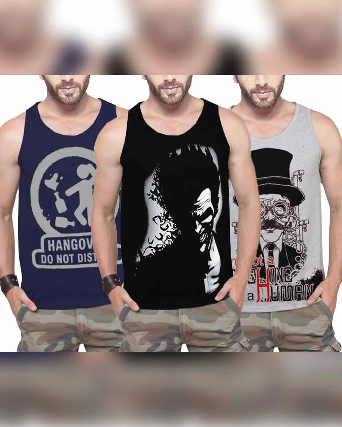 Men Vest  Printed (Pack of 3)