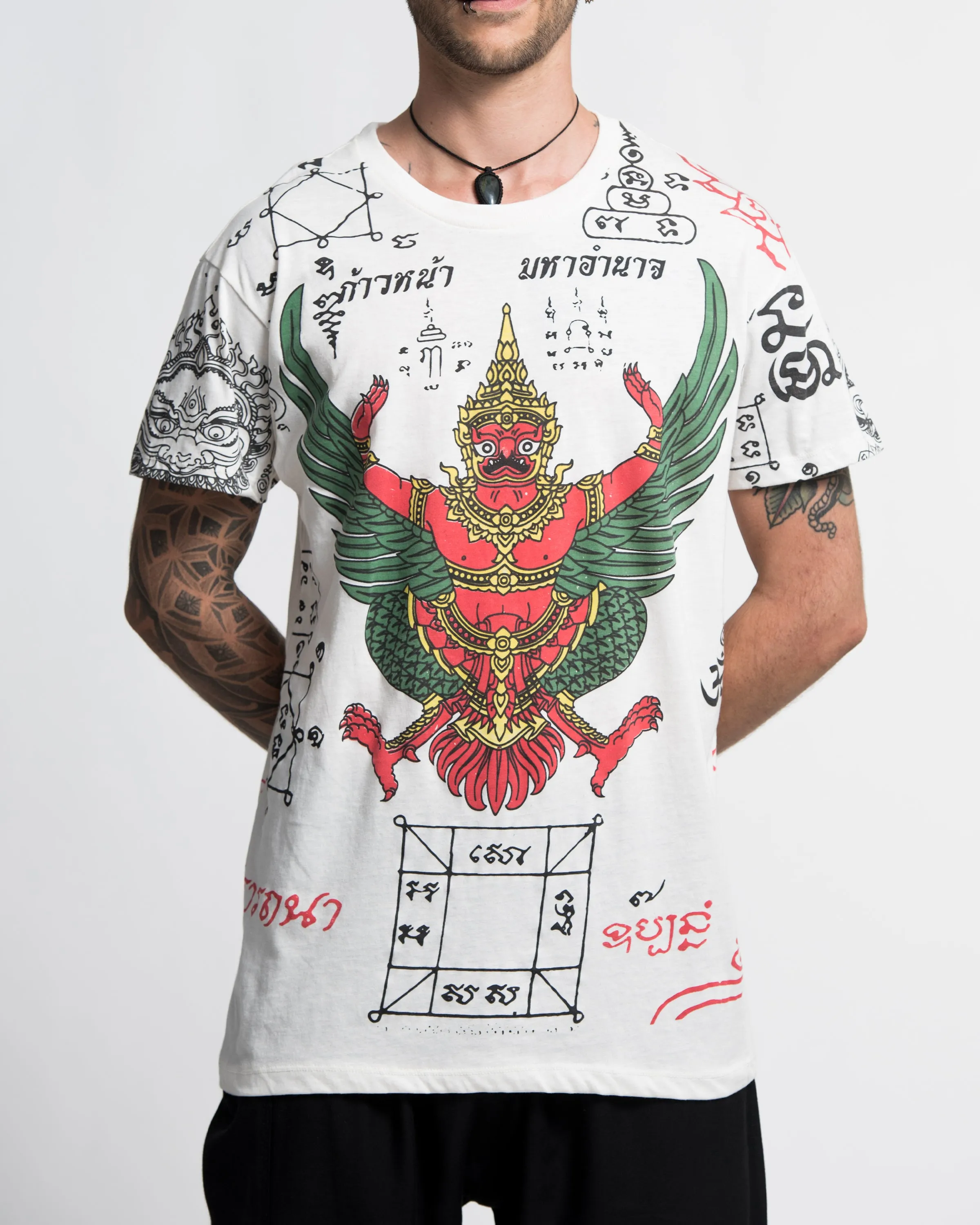 Mens Garuda Tattoo T-Shirt in White