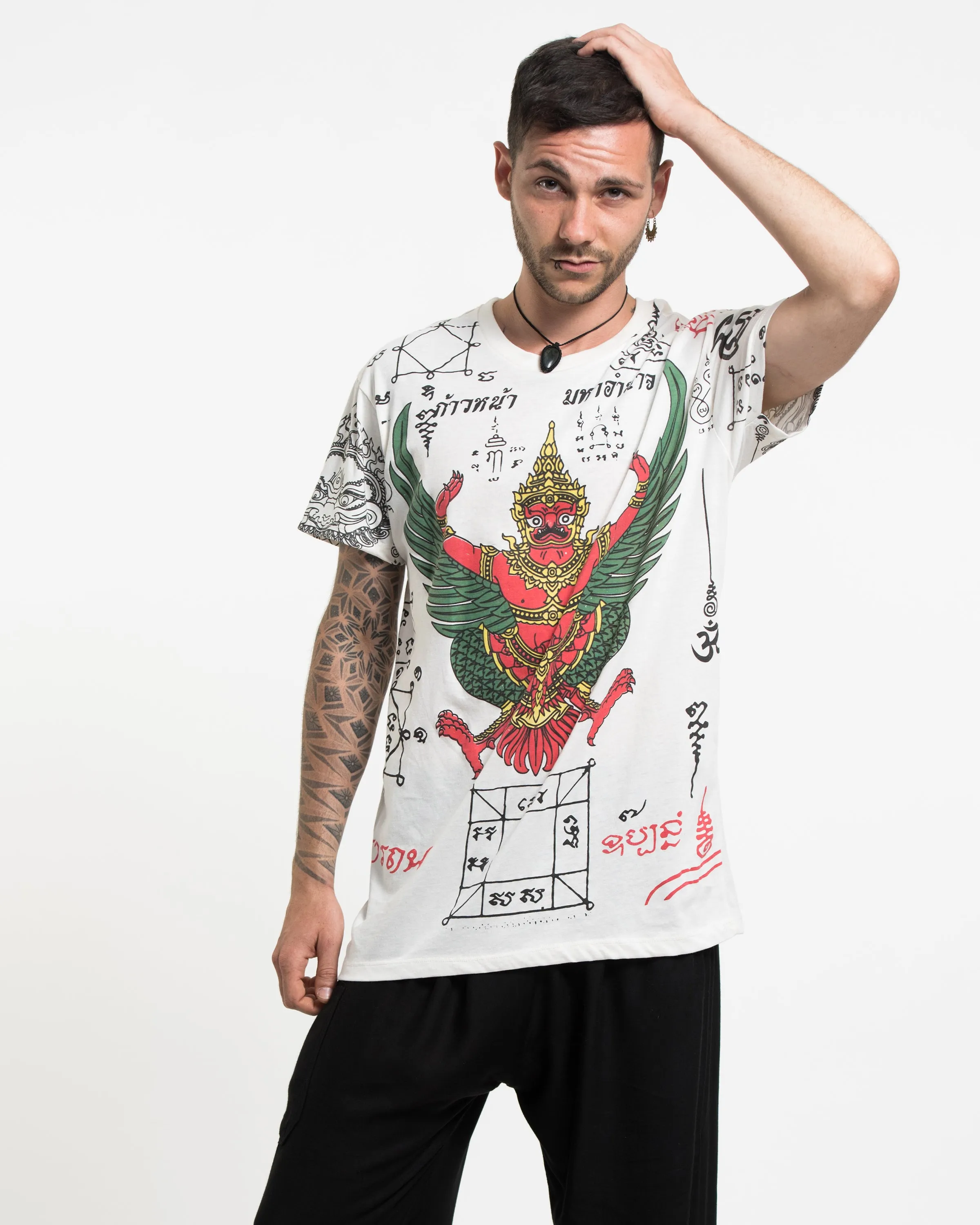 Mens Garuda Tattoo T-Shirt in White