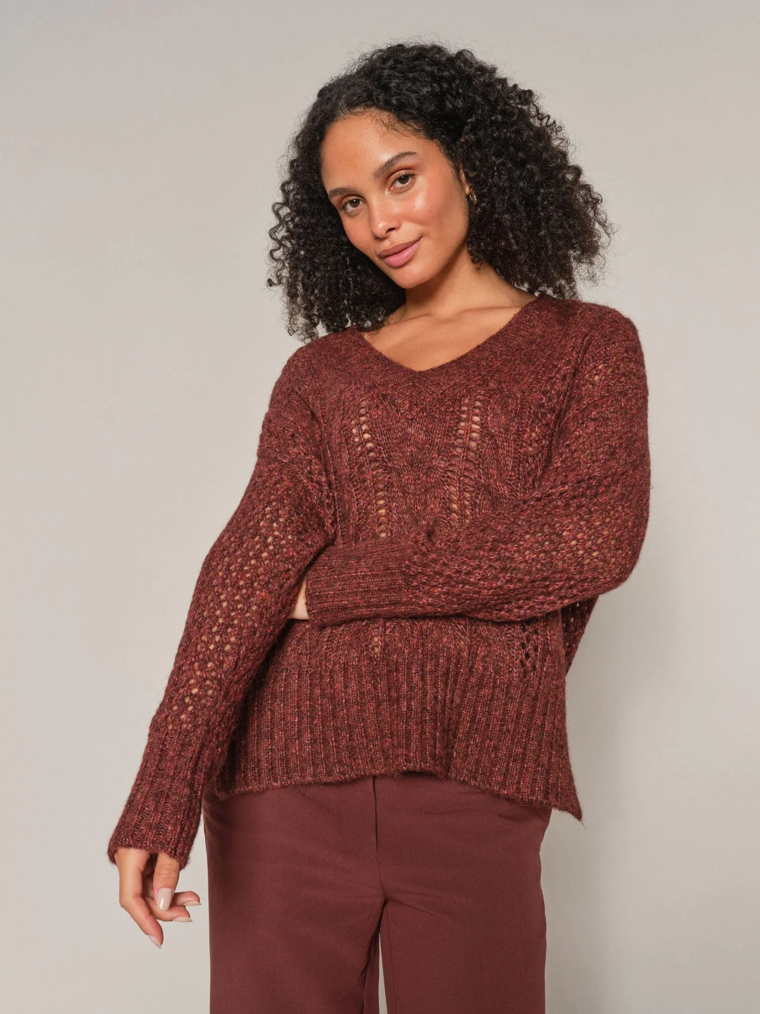 MMWelma Cable V-Neck Knit