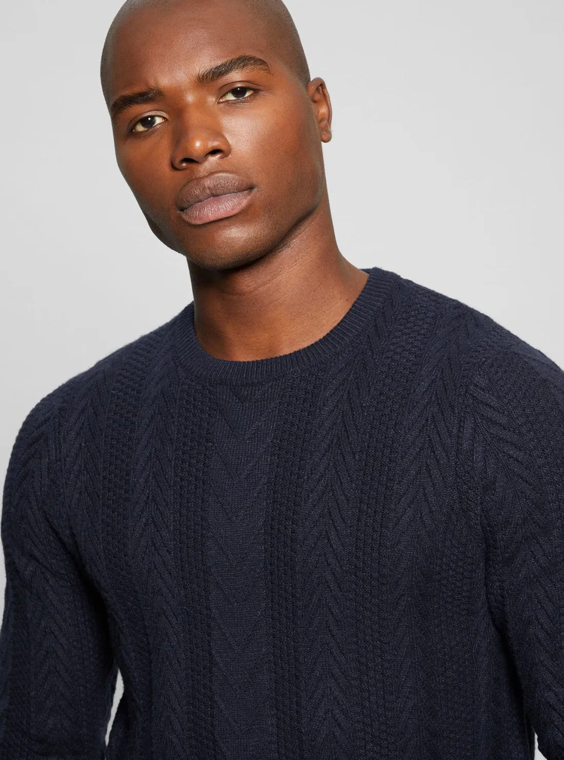 Navy Blue Cable Ethan Knit Jumper