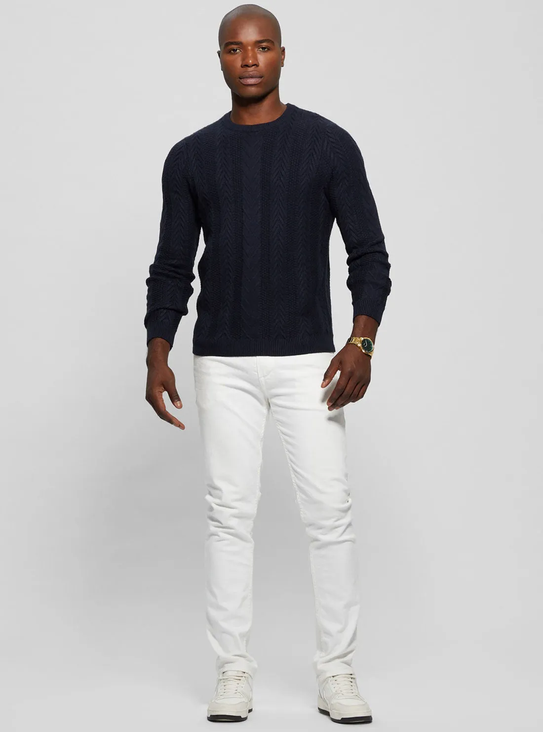 Navy Blue Cable Ethan Knit Jumper